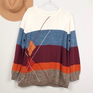 Women's Striped Crewneck Oversized Sweater